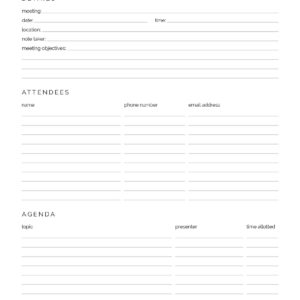 Meeting minutes printable pdf
