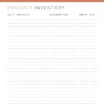 Product inventory log - Business Planner PDF
