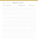 Product inventory log - Business Planner PDF
