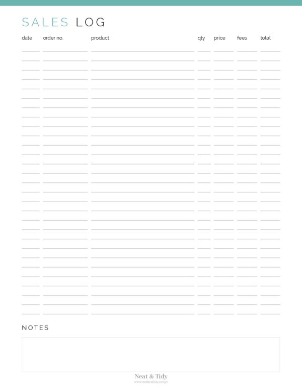 Business Planner Sales Log - printable PDF