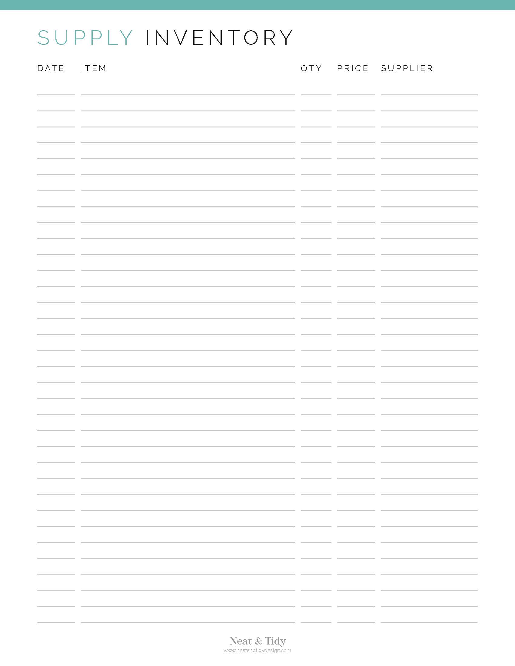 Printable Supply Inventory