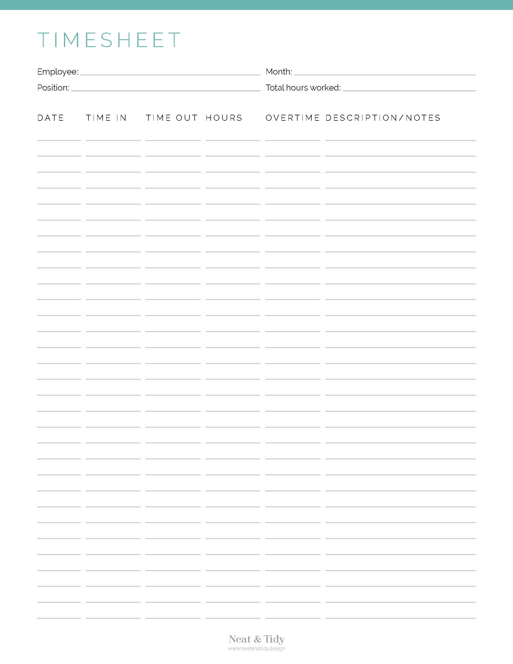 blank printable timesheets