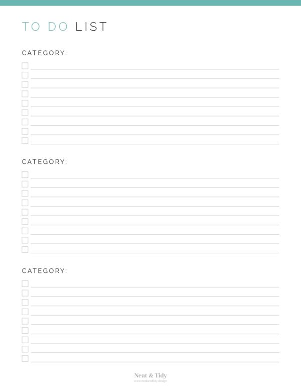 Weekly To Do List - Neat and Tidy Design