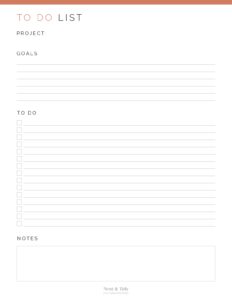 Project To Do List - Neat and Tidy Design