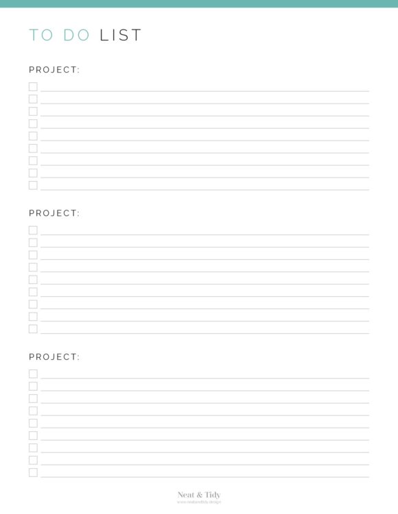 Project To Do List - Neat and Tidy Design