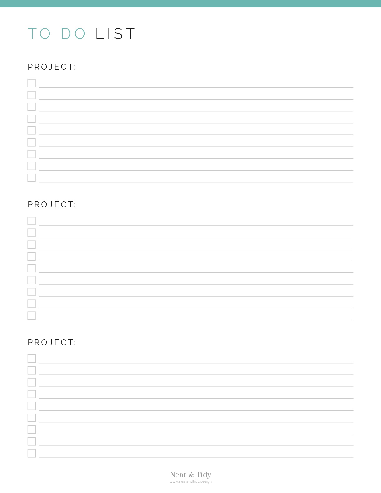 Project To Do List - Neat and Tidy Design