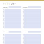 printable and fillable pdf to do list with categories, comes in 3 colours and 4 versions