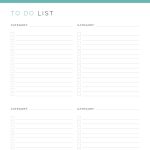 printable and fillable pdf to do list with categories, comes in 3 colours and 4 versions