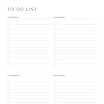 printable and fillable pdf to do list with categories, comes in 3 colours and 4 versions