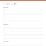 Printable To do list with 3 categories per page in coral