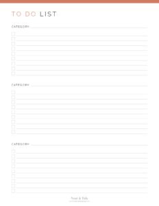 To Do List with Categories - Neat and Tidy Design