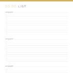 Printable To do list with 3 categories per page in gold