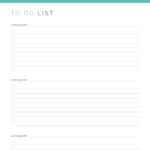 Printable To do list with 3 categories per page in teal