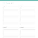Printable To do list with 4 categories per page in teal