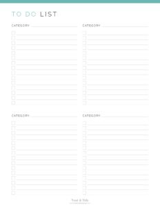 To Do List with Categories - Neat and Tidy Design