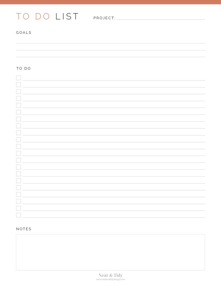 Project To Do List - Neat and Tidy Design