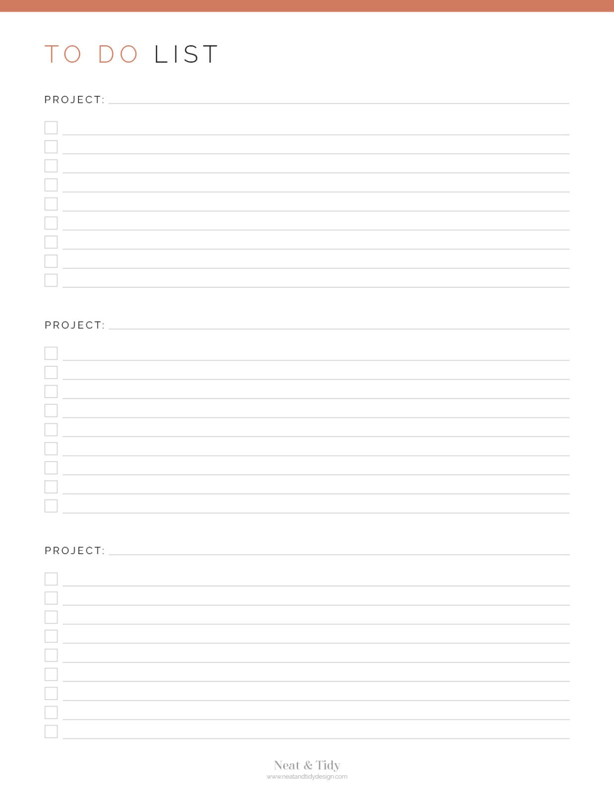 Project To Do List - Neat and Tidy Design