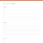 Printable Project To Do list for 3 projects in Coral