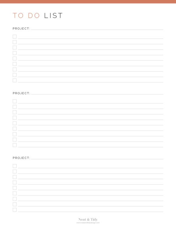 Project To Do List - Neat and Tidy Design