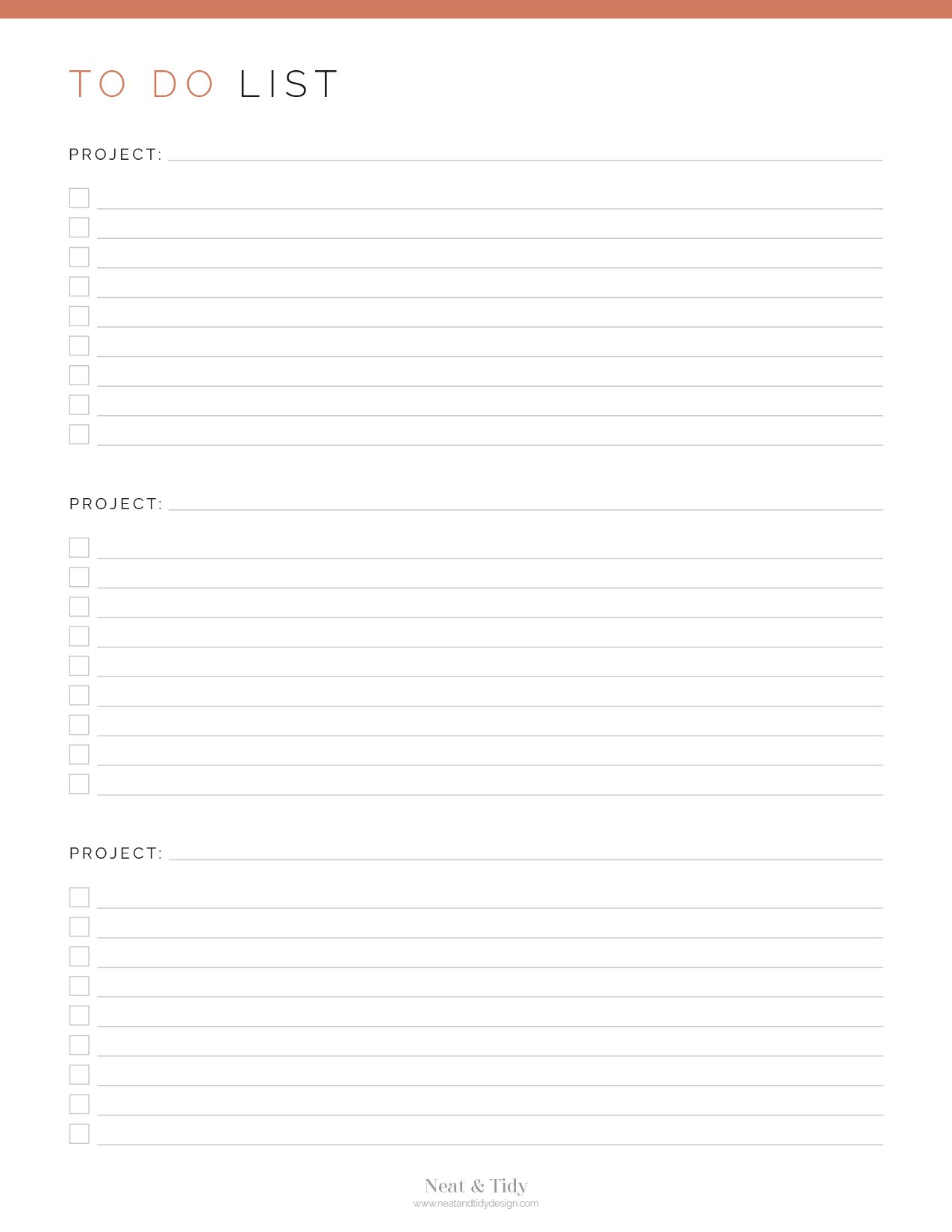 Project To Do List - Neat and Tidy Design