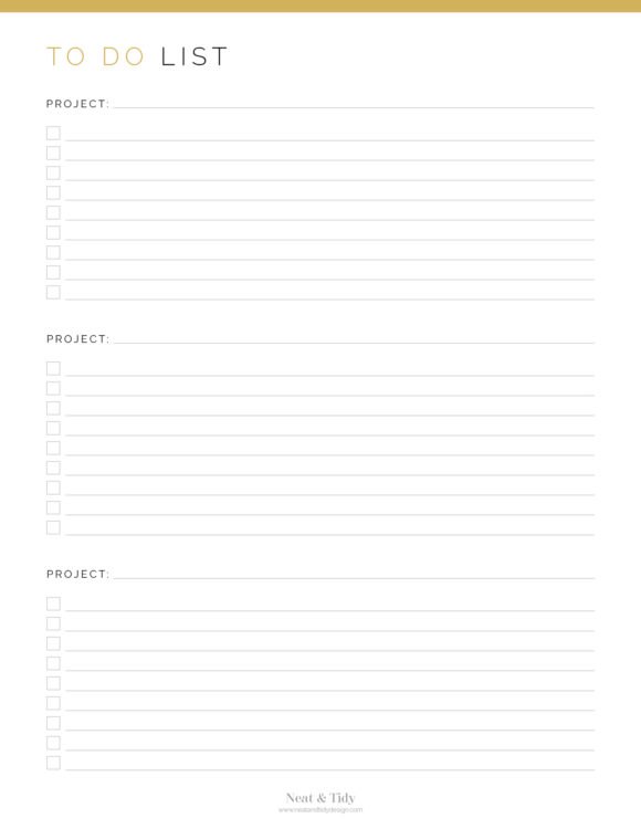 Project To Do List - Neat and Tidy Design