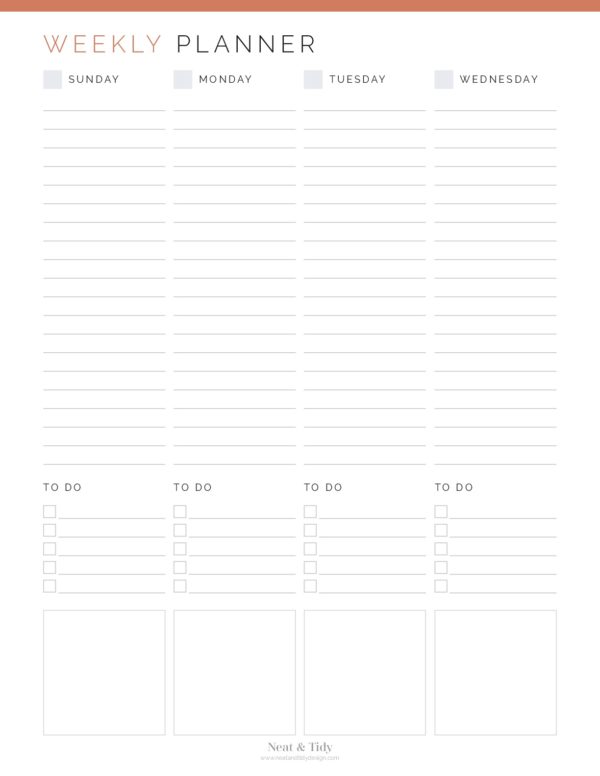Weekly Appointment Planner with Sunday start