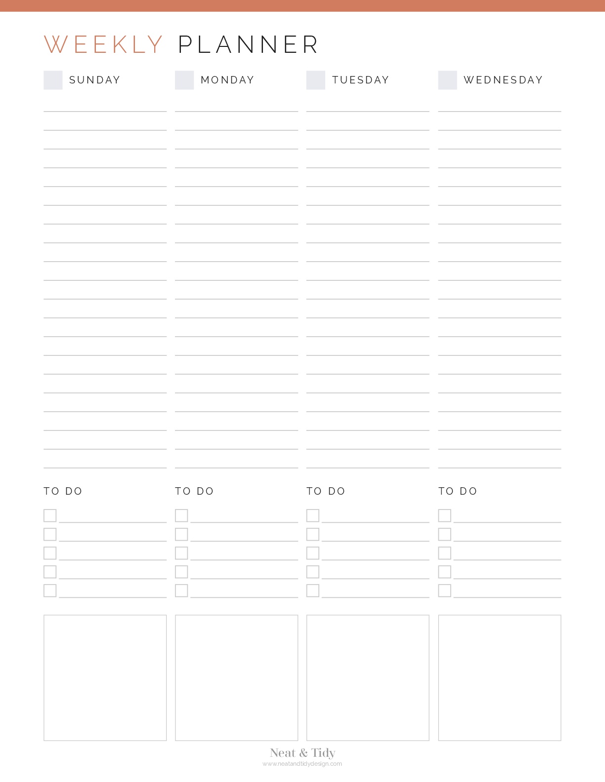 Weekly Appointment Planner - Neat And Tidy Design