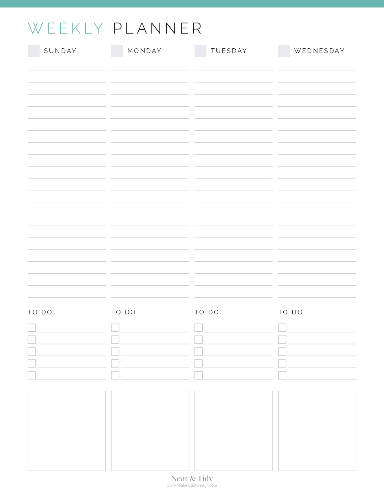 Weekly Appointment Planner - Neat and Tidy Design