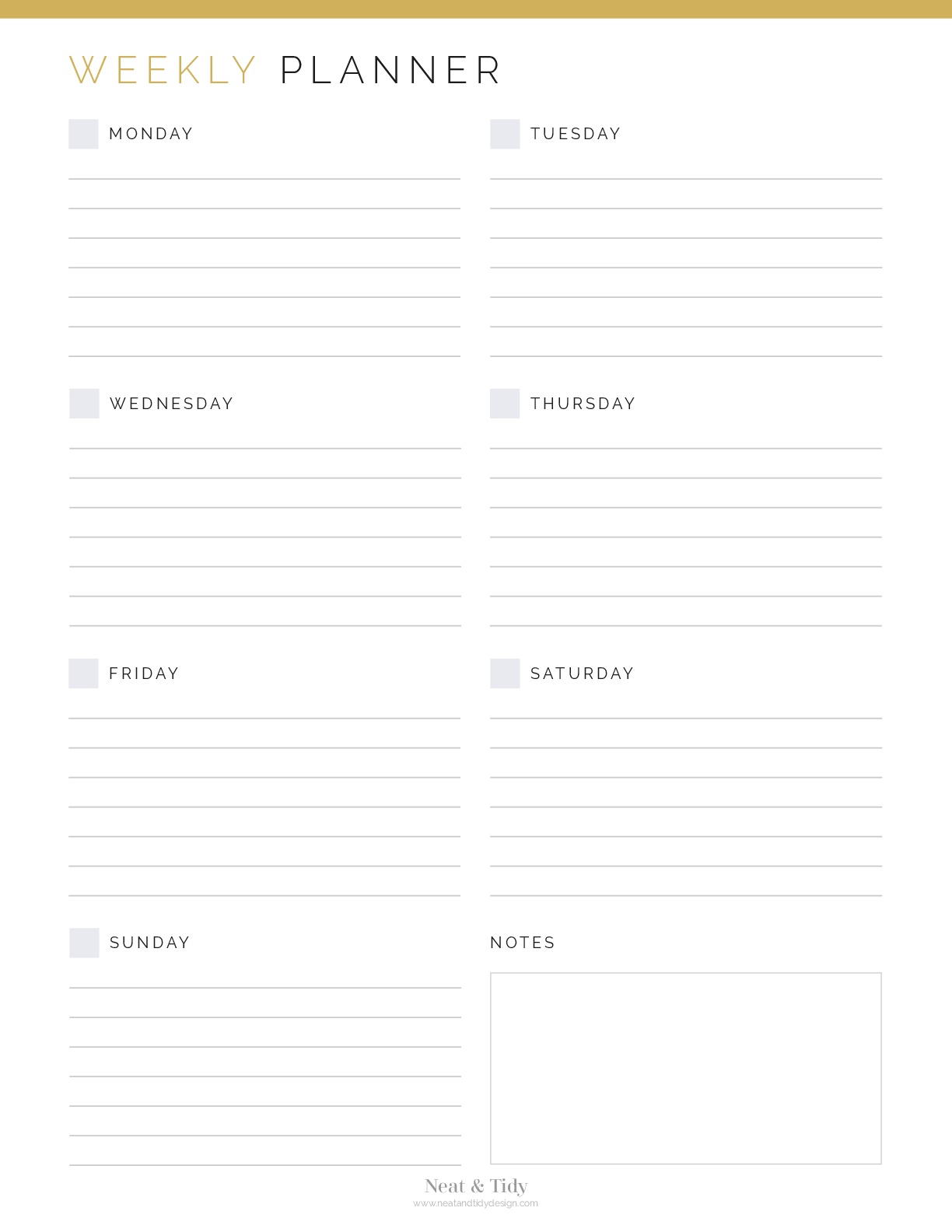 Weekly Planner v3 - Neat and Tidy Design