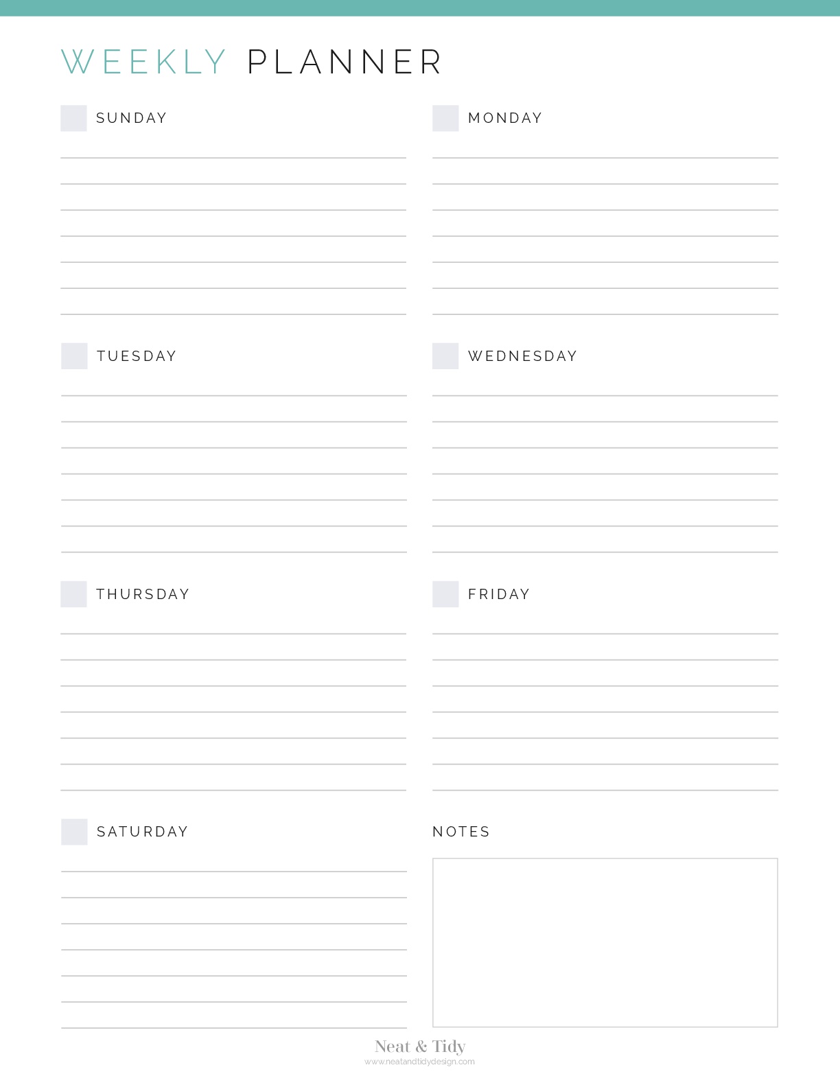 Weekly Planner v3 - Neat and Tidy Design