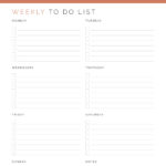 Printable Weekly To Do List with Monday start in Coral