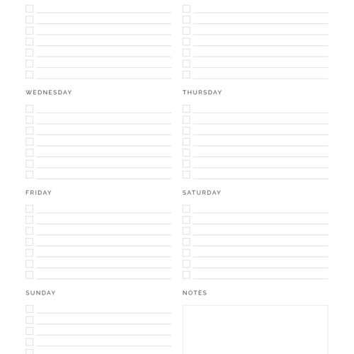 Weekly To Do List - Neat and Tidy Design