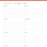 Printable Weekly To Do List with Sunday start in Coral
