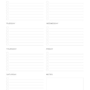 Printable Weekly To Do List with Sunday start in Gold