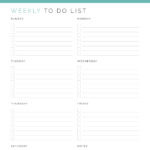 Printable Weekly To Do List with Sunday start in Teal