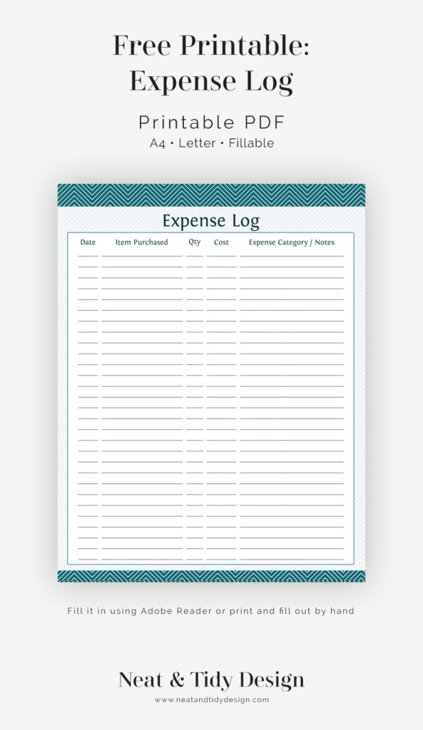 Free Finance Printable PDF - Expense Log freebie