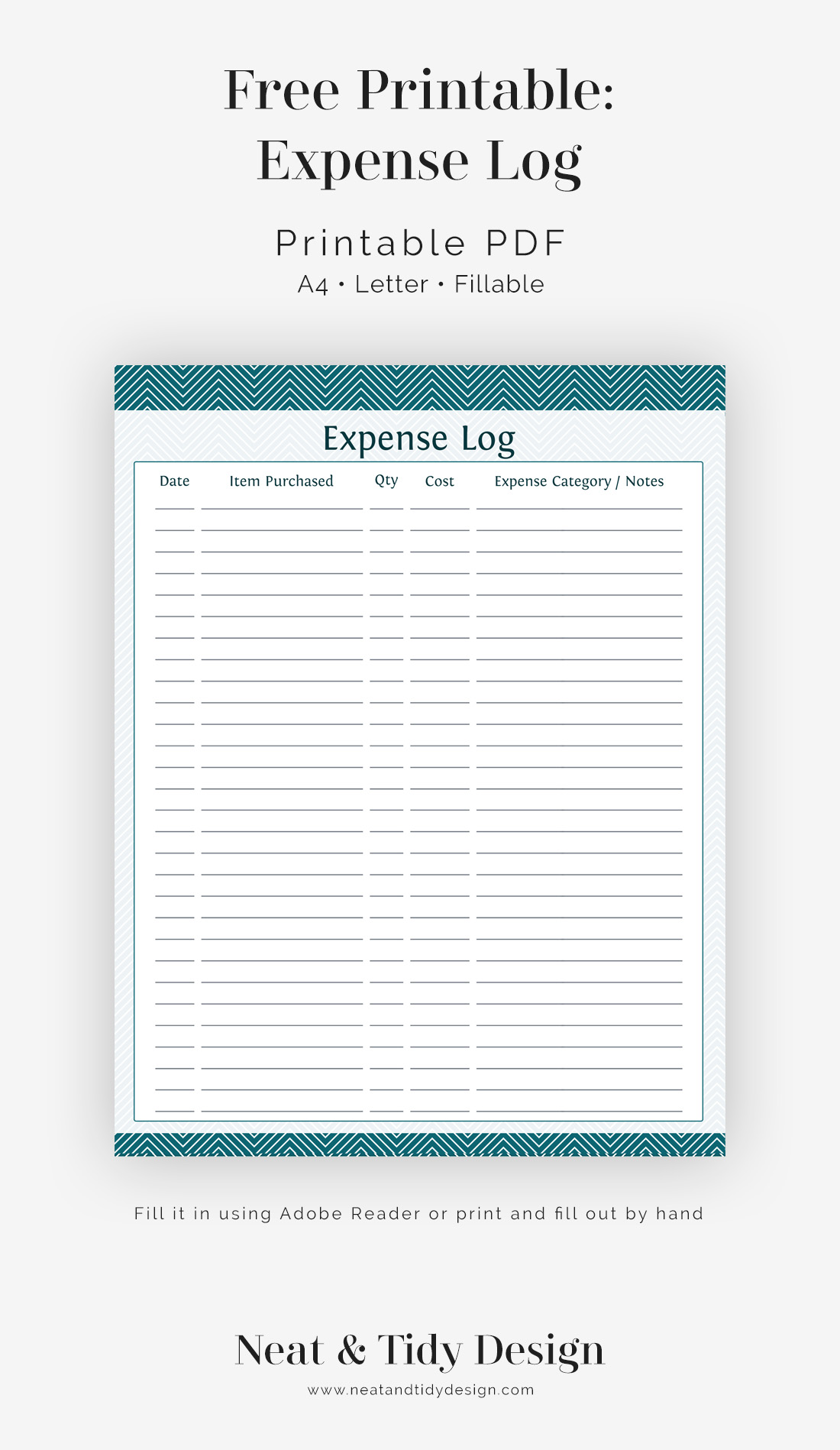 Free Printable Expense Log Neat And Tidy Design