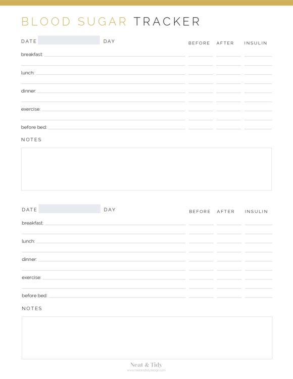 Blood sugar tracker - Neat and Tidy Design