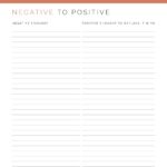 Change your negative thoughts to positive thoughts printable PDF