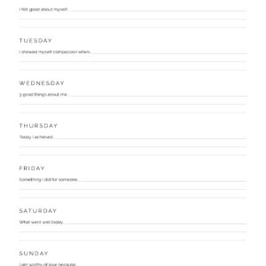 Self-Esteem Journal, Well-being Printable