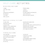 Self-Care Activity Ideas printable PDF