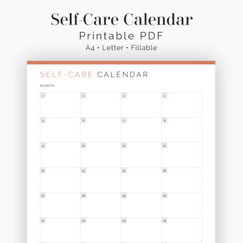 SelfCare Calendar Neat and Tidy Design