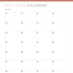 Printable Self Care Calendar