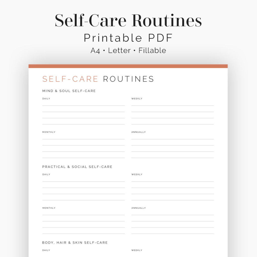 Self Care Routines Printable PDF