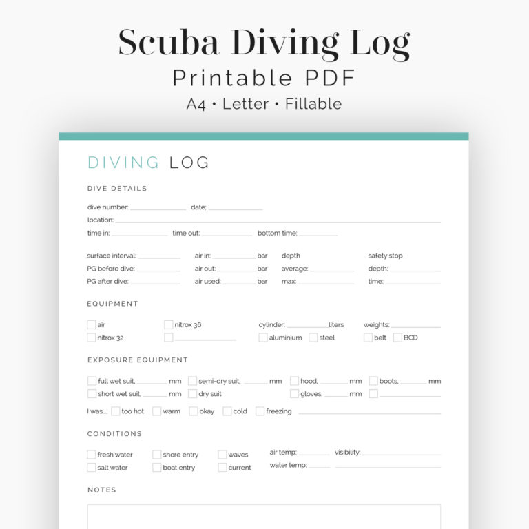 Scuba Diving Log Neat and Tidy Design