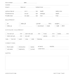 Scuba diving log pdfs for beginner and intermediate divers