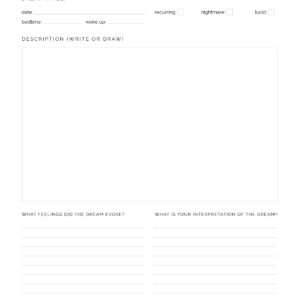 Printable Dream Journal in PDF format
