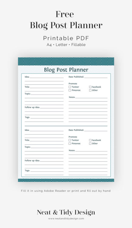 Free printable: Blog Post Planner - Neat and Tidy Design