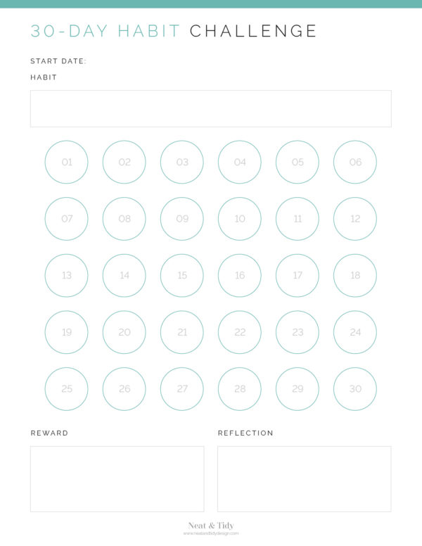 30 day habit challenge neat and tidy design