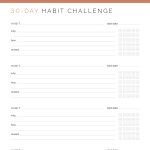 30 day habit challenge tracker in coral